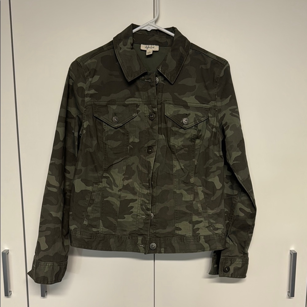 Style & Co Green Utility Jacket Camouflage Design